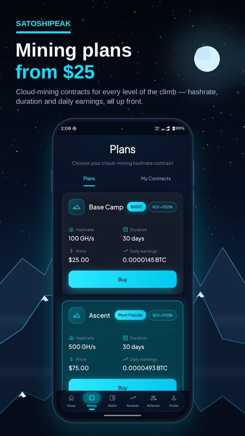 Mining plans from $25 — Base Camp and Ascent contracts