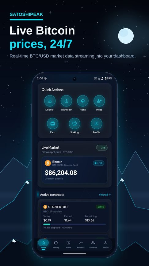 Live Bitcoin market price and quick actions